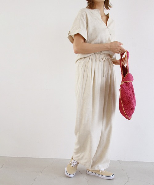 Crisp（クリスプ）の「ショートスリーブオールインワン（サロペット/オーバーオール・レディース・ナチュラル/ブラック・FREE）」の11枚目の写真