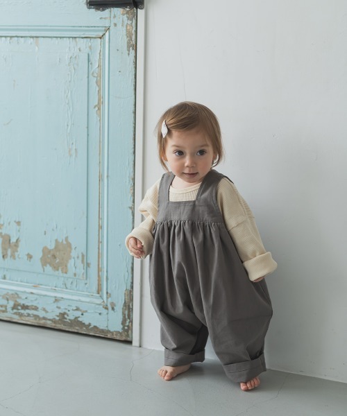 riziere（リジェール）の「胸切り替えギャザーサロペット（つなぎ/オールインワン・キッズ・チャコールグレー/グリーン系その他/ベージュ系その他・120/90/100/130/110/80）」の16枚目の写真