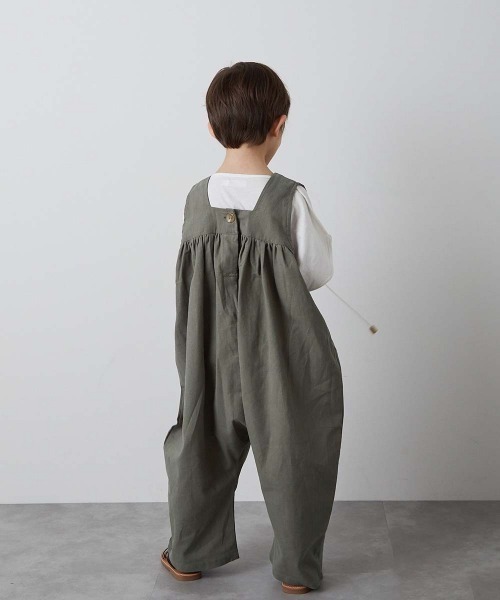 riziere（リジェール）の「胸切り替えギャザーサロペット（つなぎ/オールインワン・キッズ・チャコールグレー/グリーン系その他/ベージュ系その他・120/90/100/130/110/80）」の9枚目の写真