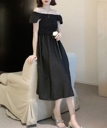 オフショルシャーリングワンピース