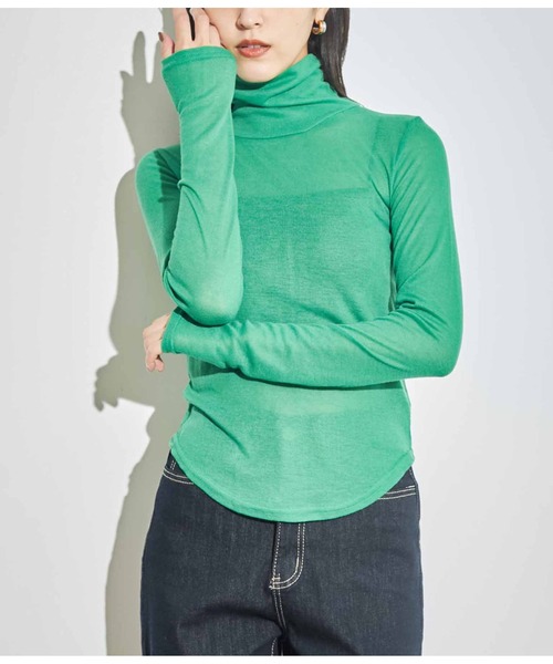 ANAP(アナップ)の「バックアウトシームシアータートルネックトップス(Tシャツ/カットソー・レディース・ピンク/ブラック/グレー/カーキ/グリーン・FREE)」の4枚目の写真