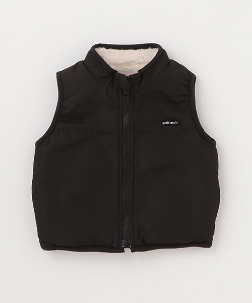 petit main（プティマイン）の「【リンク】リバーシブルベスト(キッズ)（ベスト・キッズ・オフホワイト/ブラック/イエロー・M/S）」の3枚目の写真