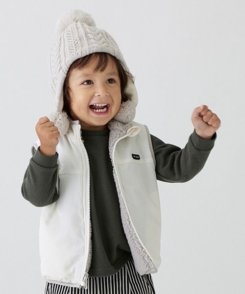 petit main（プティマイン）の「【リンク】リバーシブルベスト(キッズ)（ベスト・キッズ・オフホワイト/ブラック/イエロー・M/S）」の19枚目の写真