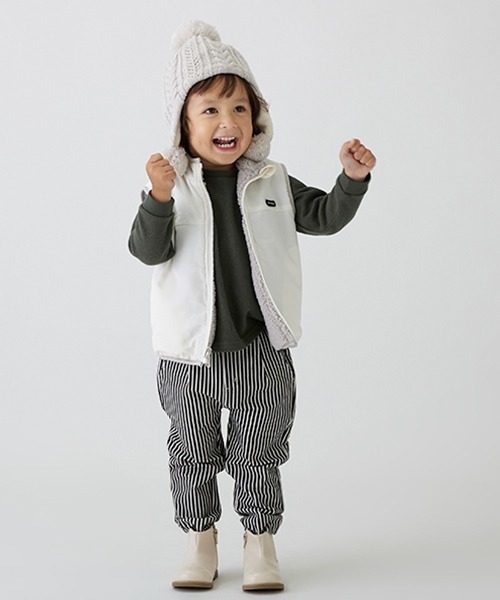 petit main（プティマイン）の「【リンク】リバーシブルベスト(キッズ)（ベスト・キッズ・オフホワイト/ブラック/イエロー・M/S）」の22枚目の写真