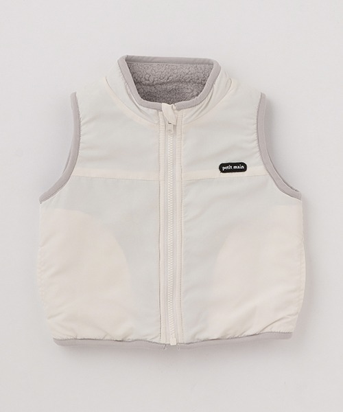petit main（プティマイン）の「【リンク】リバーシブルベスト(キッズ)（ベスト・キッズ・オフホワイト/ブラック/イエロー・M/S）」の4枚目の写真