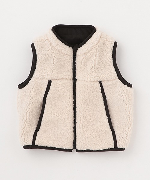 petit main（プティマイン）の「【リンク】リバーシブルベスト(キッズ)（ベスト・キッズ・オフホワイト/ブラック/イエロー・M/S）」の6枚目の写真