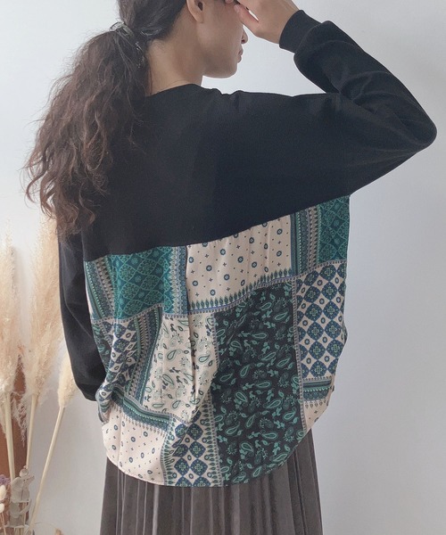 AS KNOW AS plus（アズノゥアズプラス）の「☆ワッフル切替えプルオーバー（Tシャツ/カットソー・レディース・ネイビー系/ダークグリーン系/ブラック系/ベージュ系/ベージュ系1/グレー系/ベージュ系2/ダークグリーン系2/ネイビー系2/ネイビー系3/ベージュ系3/ネイビー系4/ダークグリーン系3/ダークグリーン系4・FREE）」の2枚目の写真