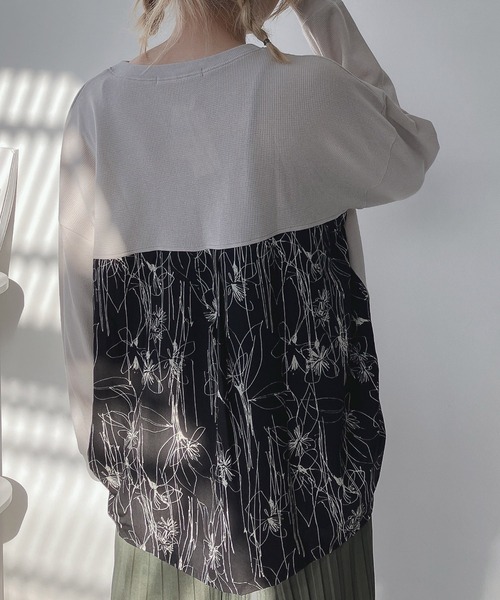 AS KNOW AS plus（アズノゥアズプラス）の「☆ワッフル切替えプルオーバー（Tシャツ/カットソー・レディース・ネイビー系/ダークグリーン系/ブラック系/ベージュ系/ベージュ系1/グレー系/ベージュ系2/ダークグリーン系2/ネイビー系2/ネイビー系3/ベージュ系3/ネイビー系4/ダークグリーン系3/ダークグリーン系4・FREE）」の3枚目の写真