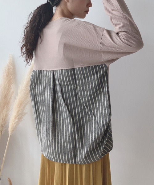 AS KNOW AS plus（アズノゥアズプラス）の「☆ワッフル切替えプルオーバー（Tシャツ/カットソー・レディース・ネイビー系/ダークグリーン系/ブラック系/ベージュ系/ベージュ系1/グレー系/ベージュ系2/ダークグリーン系2/ネイビー系2/ネイビー系3/ベージュ系3/ネイビー系4/ダークグリーン系3/ダークグリーン系4・FREE）」の4枚目の写真