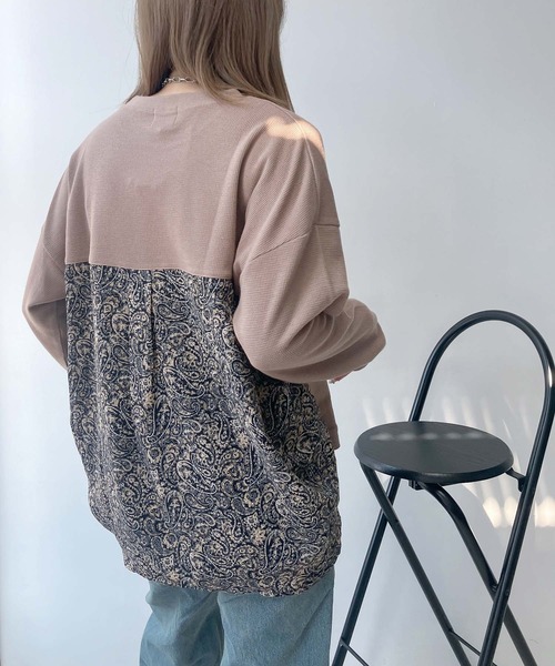 AS KNOW AS plus（アズノゥアズプラス）の「☆ワッフル切替えプルオーバー（Tシャツ/カットソー・レディース・ネイビー系/ダークグリーン系/ブラック系/ベージュ系/ベージュ系1/グレー系/ベージュ系2/ダークグリーン系2/ネイビー系2/ネイビー系3/ベージュ系3/ネイビー系4/ダークグリーン系3/ダークグリーン系4・FREE）」の7枚目の写真