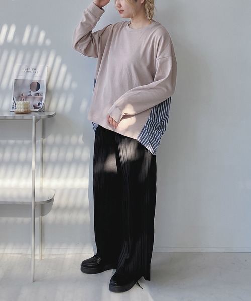 AS KNOW AS plus（アズノゥアズプラス）の「☆ワッフル切替えプルオーバー（Tシャツ/カットソー・レディース・ネイビー系/ダークグリーン系/ブラック系/ベージュ系/ベージュ系1/グレー系/ベージュ系2/ダークグリーン系2/ネイビー系2/ネイビー系3/ベージュ系3/ネイビー系4/ダークグリーン系3/ダークグリーン系4・FREE）」の16枚目の写真