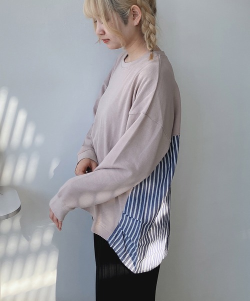 AS KNOW AS plus（アズノゥアズプラス）の「☆ワッフル切替えプルオーバー（Tシャツ/カットソー・レディース・ネイビー系/ダークグリーン系/ブラック系/ベージュ系/ベージュ系1/グレー系/ベージュ系2/ダークグリーン系2/ネイビー系2/ネイビー系3/ベージュ系3/ネイビー系4/ダークグリーン系3/ダークグリーン系4・FREE）」の19枚目の写真