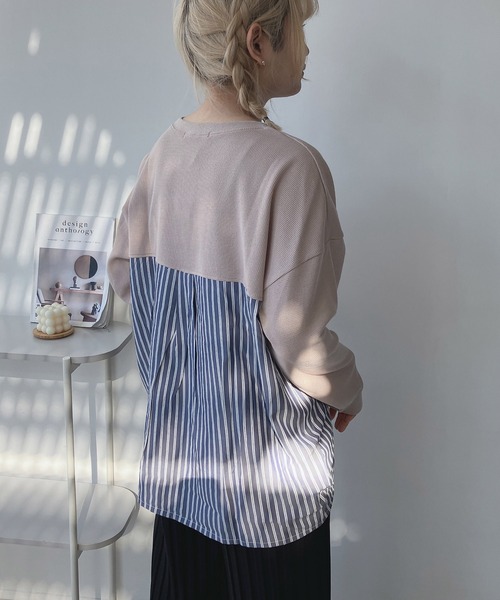 AS KNOW AS plus（アズノゥアズプラス）の「☆ワッフル切替えプルオーバー（Tシャツ/カットソー・レディース・ネイビー系/ダークグリーン系/ブラック系/ベージュ系/ベージュ系1/グレー系/ベージュ系2/ダークグリーン系2/ネイビー系2/ネイビー系3/ベージュ系3/ネイビー系4/ダークグリーン系3/ダークグリーン系4・FREE）」の18枚目の写真