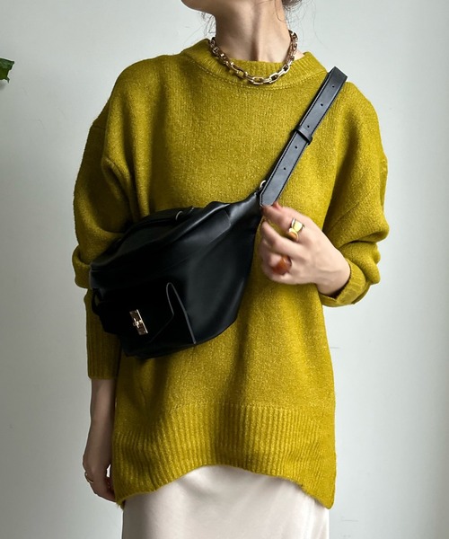 DouDou(ドゥドゥ)の「【WEB限定】 ビッグシルエットクルーネックプルオーバー(ニット/セーター・レディース・チャコールグレー/ライム/アイボリー/イエロー系その他・FREE)」の4枚目の写真