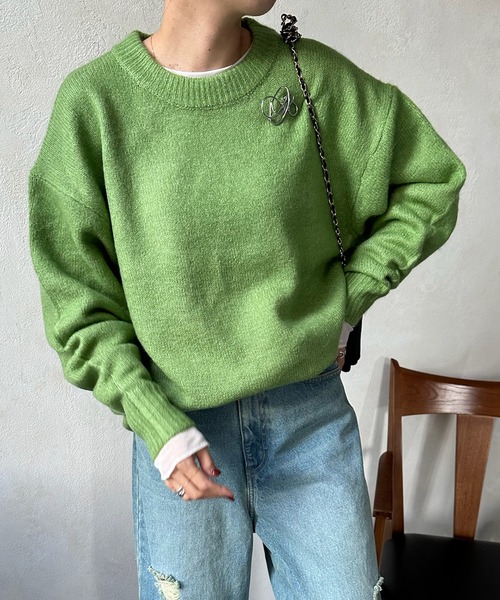 DouDou(ドゥドゥ)の「【WEB限定】 ビッグシルエットクルーネックプルオーバー(ニット/セーター・レディース・チャコールグレー/ライム/アイボリー/イエロー系その他・FREE)」の3枚目の写真