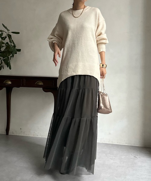 DouDou(ドゥドゥ)の「【WEB限定】 ビッグシルエットクルーネックプルオーバー(ニット/セーター・レディース・チャコールグレー/ライム/アイボリー/イエロー系その他・FREE)」の6枚目の写真