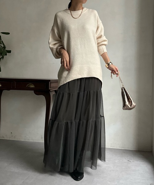 DouDou(ドゥドゥ)の「【WEB限定】 ビッグシルエットクルーネックプルオーバー(ニット/セーター・レディース・チャコールグレー/ライム/アイボリー/イエロー系その他・FREE)」の8枚目の写真