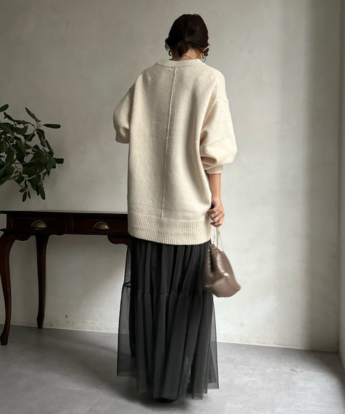 DouDou(ドゥドゥ)の「【WEB限定】 ビッグシルエットクルーネックプルオーバー(ニット/セーター・レディース・チャコールグレー/ライム/アイボリー/イエロー系その他・FREE)」の9枚目の写真