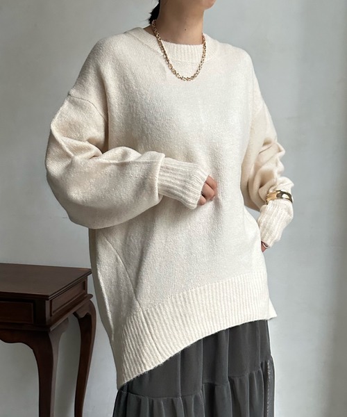 DouDou(ドゥドゥ)の「【WEB限定】 ビッグシルエットクルーネックプルオーバー(ニット/セーター・レディース・チャコールグレー/ライム/アイボリー/イエロー系その他・FREE)」の10枚目の写真