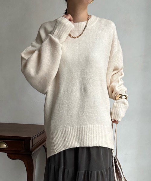 DouDou(ドゥドゥ)の「【WEB限定】 ビッグシルエットクルーネックプルオーバー(ニット/セーター・レディース・チャコールグレー/ライム/アイボリー/イエロー系その他・FREE)」の11枚目の写真