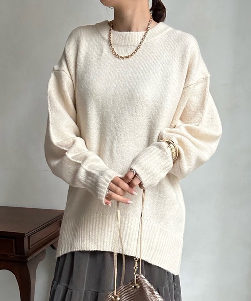 DouDou(ドゥドゥ)の「【WEB限定】 ビッグシルエットクルーネックプルオーバー(ニット/セーター・レディース・チャコールグレー/ライム/アイボリー/イエロー系その他・FREE)」の12枚目の写真