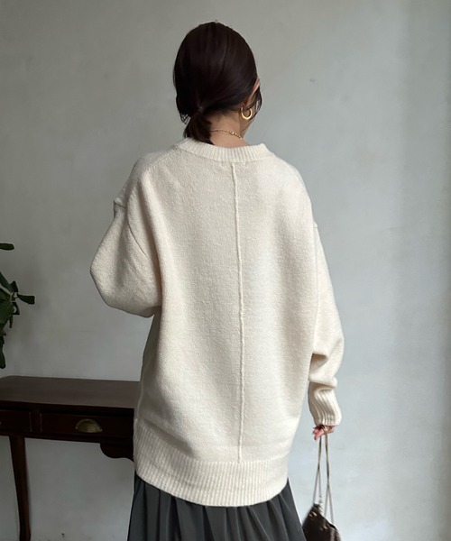DouDou(ドゥドゥ)の「【WEB限定】 ビッグシルエットクルーネックプルオーバー(ニット/セーター・レディース・チャコールグレー/ライム/アイボリー/イエロー系その他・FREE)」の13枚目の写真