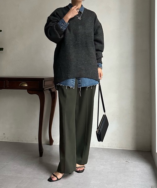 DouDou(ドゥドゥ)の「【WEB限定】 ビッグシルエットクルーネックプルオーバー(ニット/セーター・レディース・チャコールグレー/ライム/アイボリー/イエロー系その他・FREE)」の16枚目の写真