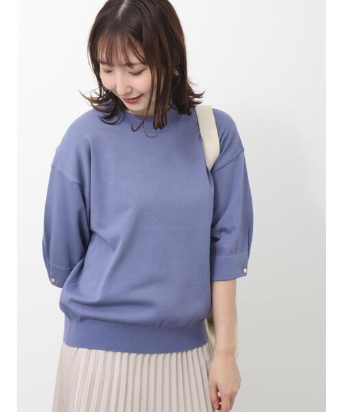 Te chichi TERRASSE(テチチテラス)の「袖タックボタンニット(ニット/セーター・レディース・ベージュ/ブルー/ブラック/レッド・F)」の4枚目の写真