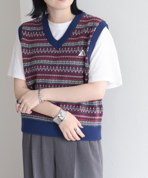 GEVACO(ゲバコ)の「【GEVACO/ゲバコ】ジャガードニットベスト(ベスト・レディース・ベージュ系その他/ブルー系その他/ホワイト系その他・38)」の3枚目の写真