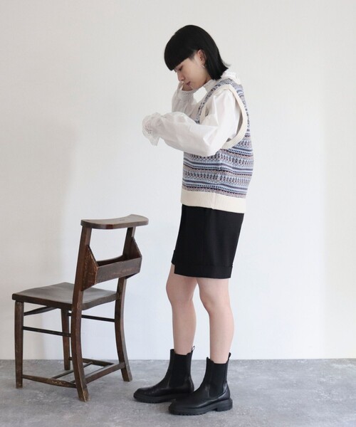 GEVACO(ゲバコ)の「【GEVACO/ゲバコ】ジャガードニットベスト(ベスト・レディース・ベージュ系その他/ブルー系その他/ホワイト系その他・38)」の5枚目の写真