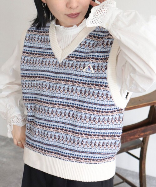 GEVACO(ゲバコ)の「【GEVACO/ゲバコ】ジャガードニットベスト(ベスト・レディース・ベージュ系その他/ブルー系その他/ホワイト系その他・38)」の12枚目の写真
