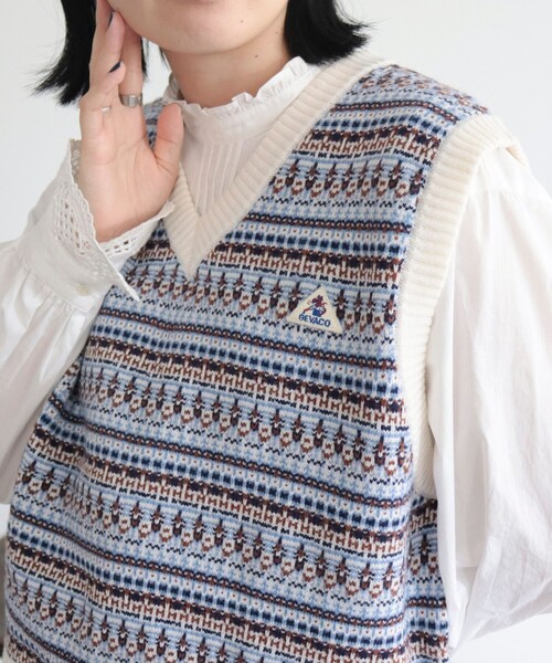 GEVACO(ゲバコ)の「【GEVACO/ゲバコ】ジャガードニットベスト(ベスト・レディース・ベージュ系その他/ブルー系その他/ホワイト系その他・38)」の13枚目の写真