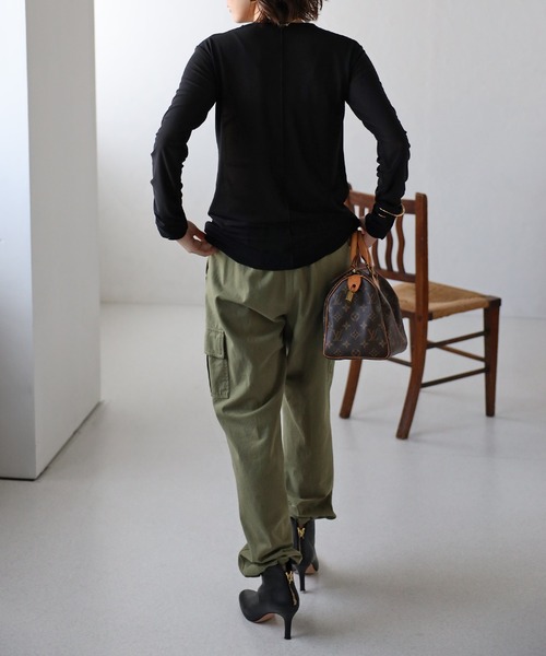 Bonjour Sagan(ボンジュールサガン)の「シアーチュールボートネックプルオーバー(Tシャツ/カットソー・レディース・オフホワイト/ブラック/ベージュ・FREE)」の19枚目の写真