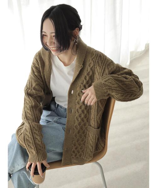 CRAFT STANDARD BOUTIQUE(クラフトスタンダードブティック)の「【男女兼用】ショールカラーカーディガン(カーディガン/ボレロ・メンズ・アイボリー/ダークブラウン/モカ・L/M)」の5枚目の写真
