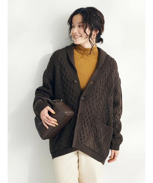 CRAFT STANDARD BOUTIQUE(クラフトスタンダードブティック)の「【男女兼用】ショールカラーカーディガン(カーディガン/ボレロ・メンズ・アイボリー/ダークブラウン/モカ・L/M)」の6枚目の写真