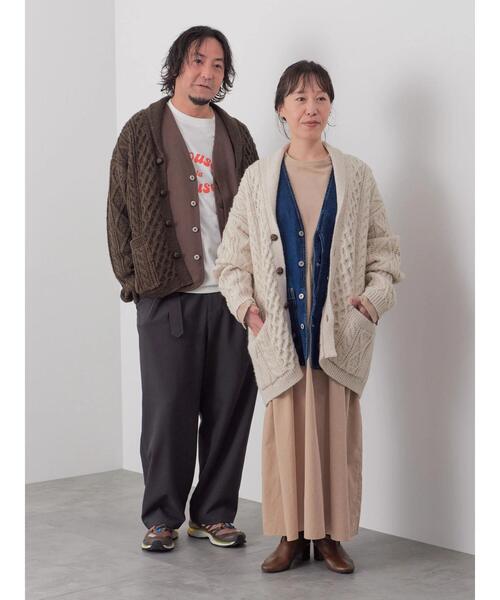 CRAFT STANDARD BOUTIQUE(クラフトスタンダードブティック)の「【男女兼用】ショールカラーカーディガン(カーディガン/ボレロ・メンズ・アイボリー/ダークブラウン/モカ・L/M)」の7枚目の写真