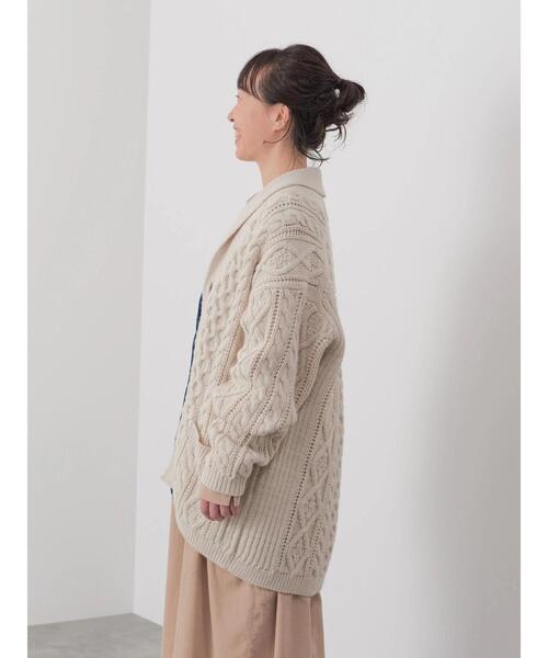 CRAFT STANDARD BOUTIQUE(クラフトスタンダードブティック)の「【男女兼用】ショールカラーカーディガン(カーディガン/ボレロ・メンズ・アイボリー/ダークブラウン/モカ・L/M)」の9枚目の写真