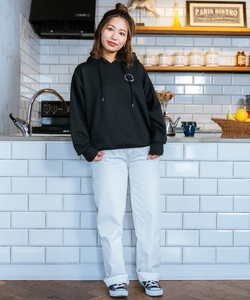 RIKKA FEMME(リッカファーム)の「RIKKA FEMME/リッカファム パーカー オーバーサイズ DESI RF23FW17(パーカー・レディース・ブラック/アイボリー・FREE)」の6枚目の写真