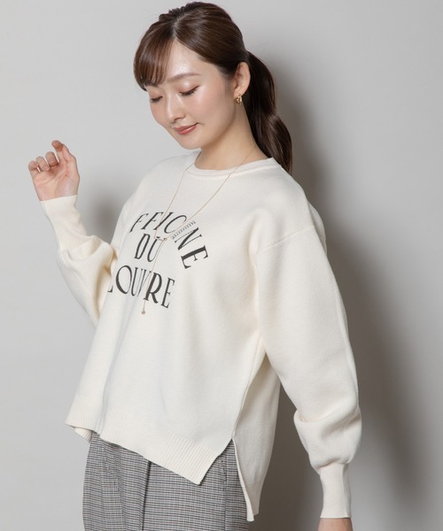 ELVENCE DEUX(エルベンスドゥ)の「スウェットライクロゴニット(ニット/セーター・レディース・オフホワイト/グレー/ブラック・FREE)」の6枚目の写真