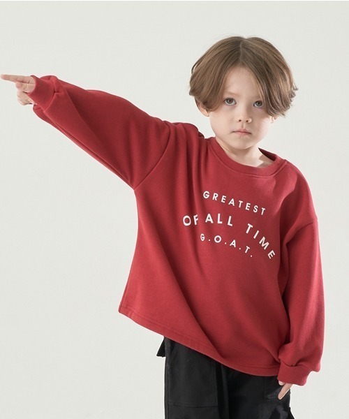 b・ROOM(ビールーム)の「【表コットン毛玉バイバイ裏起毛】選べる7パターンプリントビッグスウェット(スウェット・キッズ・グレイッシュベージュ/レッド/アイボリー/ネイビー/チャコール/ブルーグリーン/ラベンダー・120cm/130cm/150cm/110cm/140cm/100cm)」の7枚目の写真