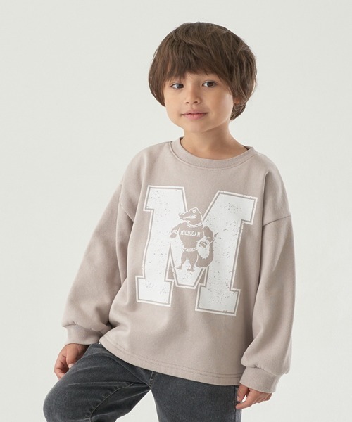 b・ROOM(ビールーム)の「【表コットン毛玉バイバイ裏起毛】選べる7パターンプリントビッグスウェット(スウェット・キッズ・グレイッシュベージュ/レッド/アイボリー/ネイビー/チャコール/ブルーグリーン/ラベンダー・120cm/130cm/150cm/110cm/140cm/100cm)」の3枚目の写真