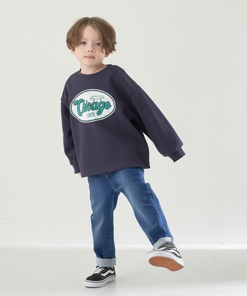 b・ROOM(ビールーム)の「【表コットン毛玉バイバイ裏起毛】選べる7パターンプリントビッグスウェット(スウェット・キッズ・グレイッシュベージュ/レッド/アイボリー/ネイビー/チャコール/ブルーグリーン/ラベンダー・120cm/130cm/150cm/110cm/140cm/100cm)」の15枚目の写真