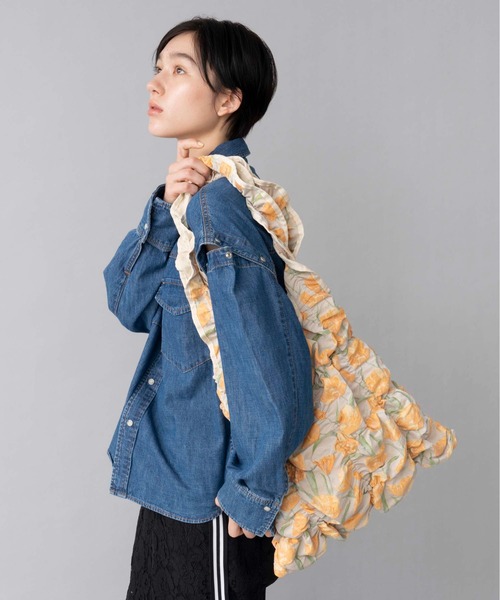 Casselini（キャセリーニ）の「Casselini(キャセリーニ)スクエアギャザートート（トートバッグ・レディース・マルチ/ベージュ/ブラック・FREE）」の8枚目の写真