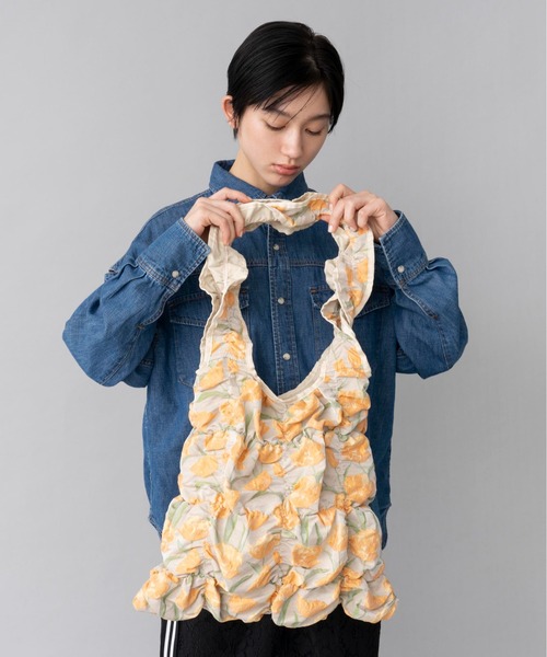 Casselini（キャセリーニ）の「Casselini(キャセリーニ)スクエアギャザートート（トートバッグ・レディース・マルチ/ベージュ/ブラック・FREE）」の5枚目の写真