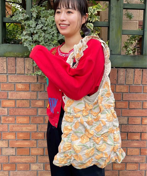 Casselini（キャセリーニ）の「Casselini(キャセリーニ)スクエアギャザートート（トートバッグ・レディース・マルチ/ベージュ/ブラック・FREE）」の6枚目の写真