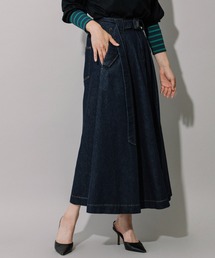 Munich | 10ozスラブデニムベルテッドフレアスカート(デニムスカート)