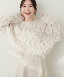 モヘアタッチケーブルニット
