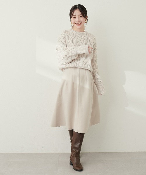 natural couture(ナチュラルクチュール)の「モヘアタッチケーブルニット(ニット/セーター・レディース・グレー/アイボリー/ピンク/ライトベージュ・FREE)」の9枚目の写真