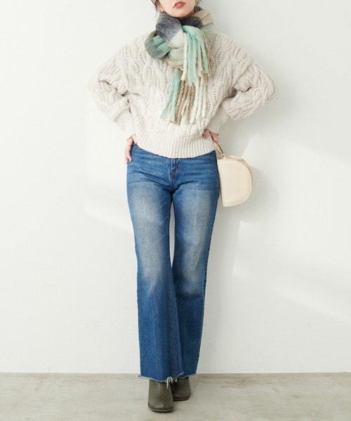 natural couture(ナチュラルクチュール)の「モヘアタッチケーブルニット(ニット/セーター・レディース・グレー/アイボリー/ピンク/ライトベージュ・FREE)」の12枚目の写真