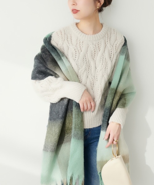 natural couture(ナチュラルクチュール)の「モヘアタッチケーブルニット(ニット/セーター・レディース・グレー/アイボリー/ピンク/ライトベージュ・FREE)」の10枚目の写真
